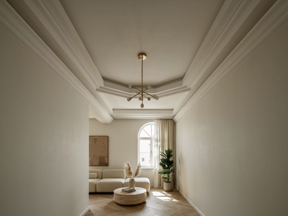 sufit z efektownymi listwami LED